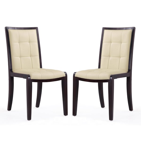 Manhattan Comfort Executor Dining Chairs (Set of Two) in Cream and Walnut DC003-CR